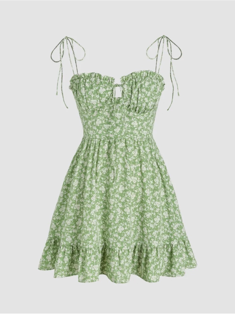 NWT! Cider Olive Green Mini Dress with White Floral Print